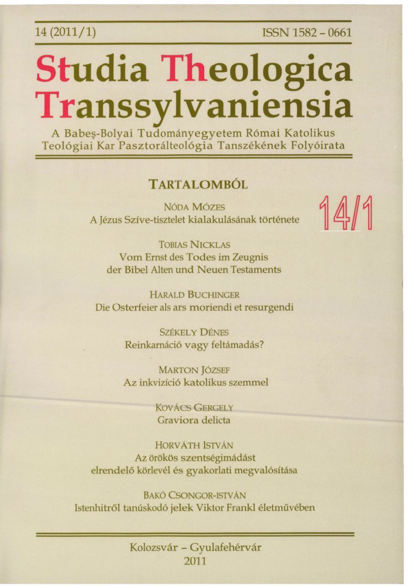 					View Vol. 14 No. 1 (2011): Studia Theologica Transsylvaniensia
				